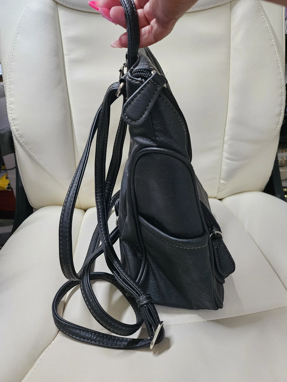St. John's Bay Black Faux Leather Small Backpack